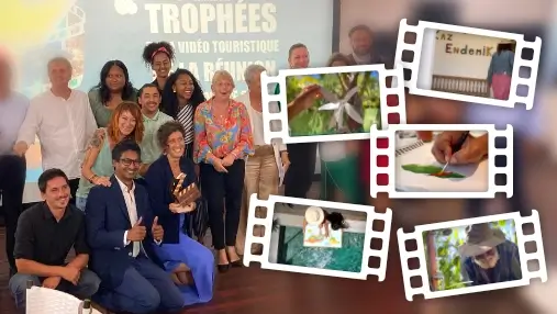 Photo remise du trophée du film tourisme Réunion